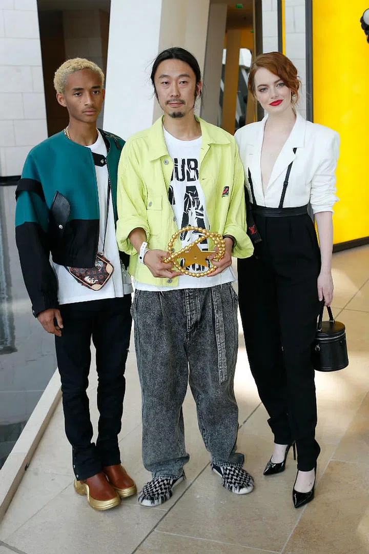 LVMH Prize 2018 Edition: Masayuki Ino with Jaden Smith and Emma Stone at the Louis Vuitton Foundation In Paris. 

Photo: Getty