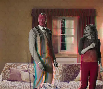 Elizabeth Olsen and Paul Bettany in Marvel Studio's WandaVision