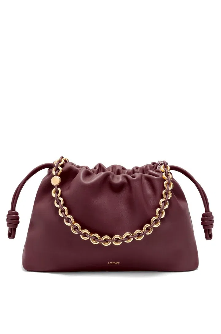 Christmas gift guide 2024 travel fashion Loewe burgundy flamenco large bag