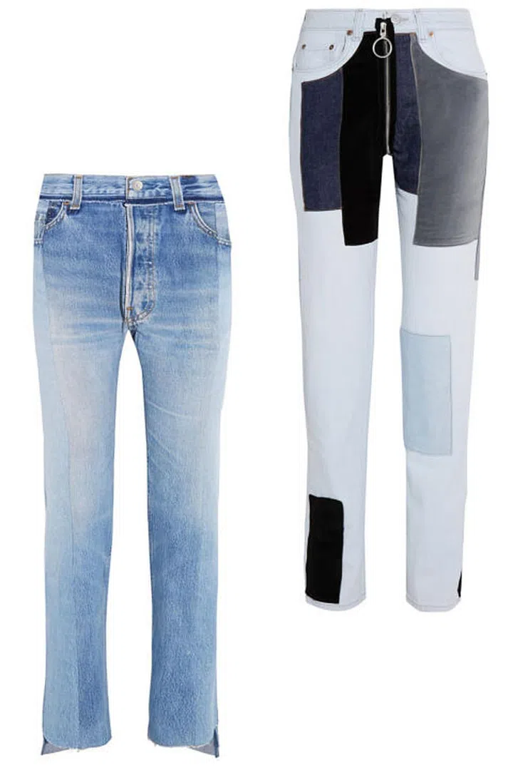 Are you a Vetements or an Off-White girl? The remixed, $1,000 plus jeans will be going head to head—or rather butt to butt—on the street style circuit.