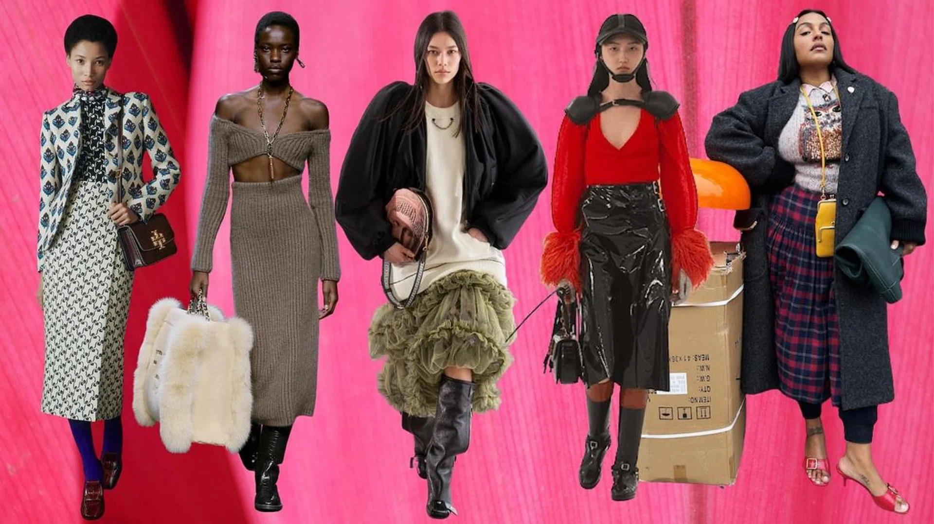 From left: Tory Burch, Fendi, Louis Vuitton, Gucci and Coach