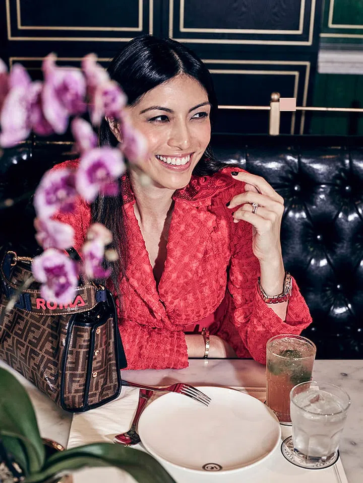 On Su-lyn: Blazer; patent leather Peekaboo Defender bag with protective cover; Fendimania Mini Strap You bag strap, Fendi. Watch; jewellery, her own. Photo: Ivanho Harlim & Shysilia Novita