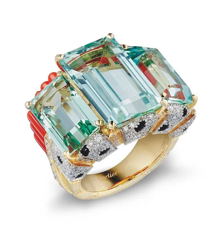Yellow gold and multi-gem Panthère Tropicale ring. (Photo: Cartier)