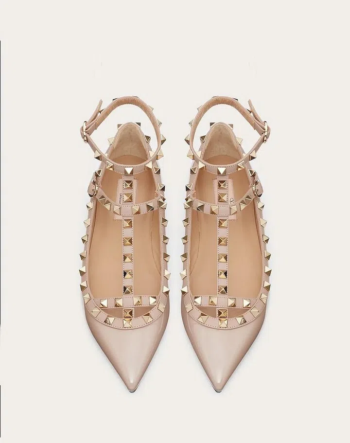 Patent Rockstud Caged Ballet Flat, $1,300, Valentino
