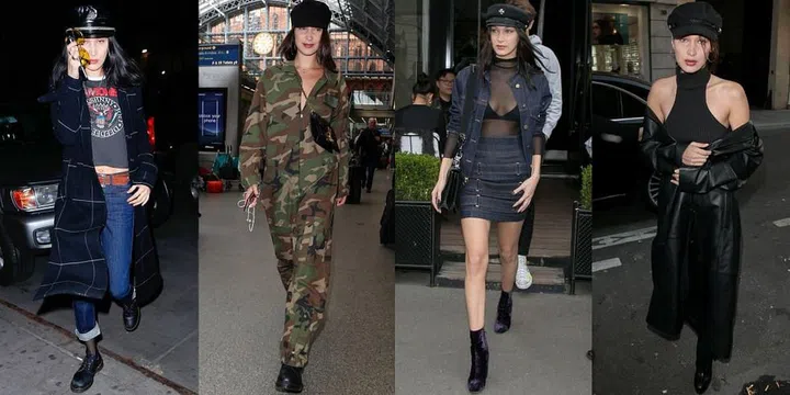 Bella Hadid has become the biggest champion of this headwear as of late. From all over camo to coordinating denim and leather, Hadid demonstrates that this hat can be worn with just about any outfit. 