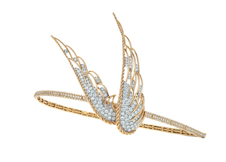 Made from a vintage 1950's brooch and a diamond pave headband, price on request, fredleighton.com