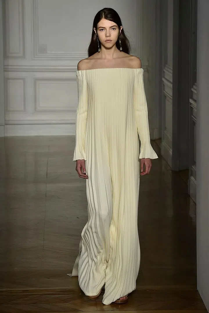 The French actress isn't afraid to stand out when it comes to style, but she is also a fan of clean lines and classic silhouettes. We think this off-the-shoulder number from Valentino would be a perfect fit.