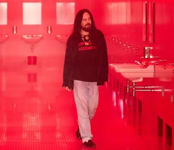 Alessandro Michele at the finale of Valentino fall/winter 2025 show in Paris