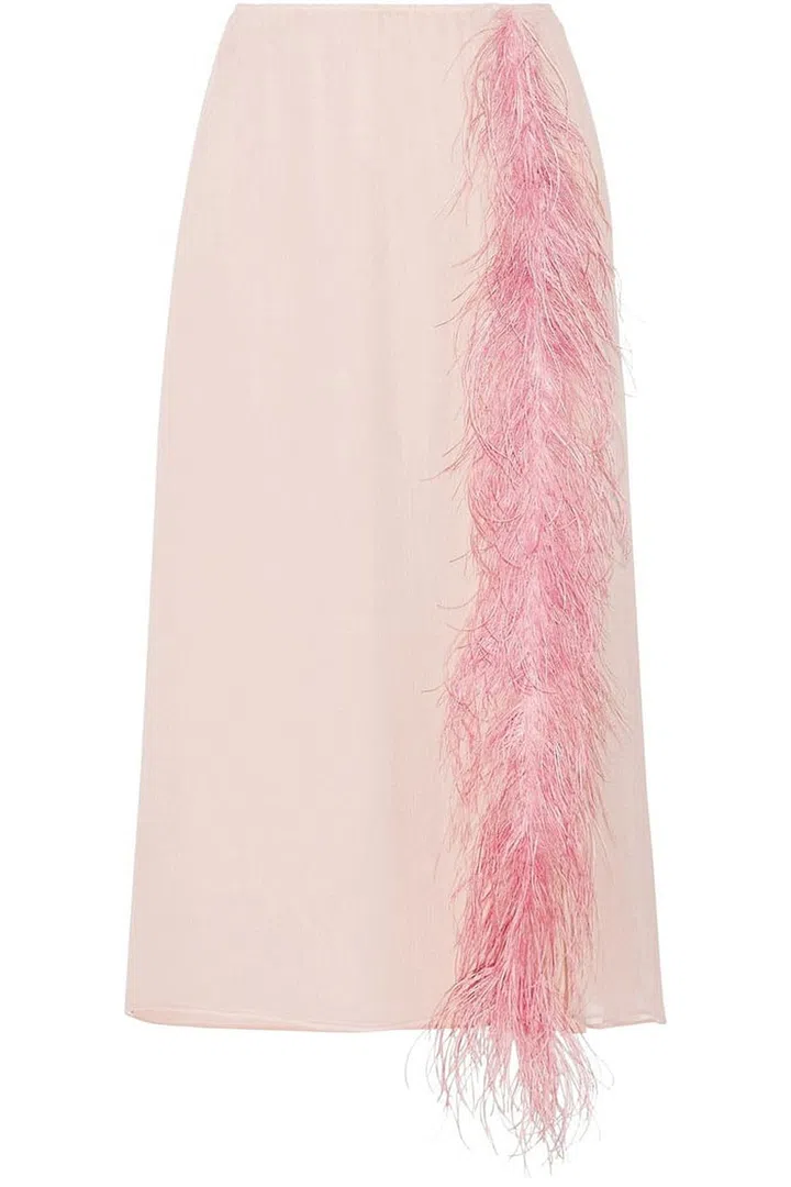 Feather-trimmed silk- georgette midi skirt, netaporter.com Photo: Net-A-Porter 