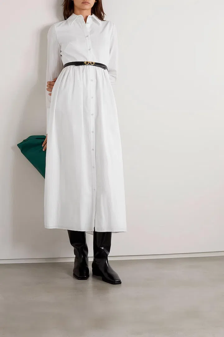 The Audley Pleated Cotton-Jacquard Shirt Dress, $2,250, Erdem at Net-a-Porter
