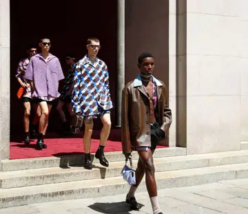Menswear spring summer 2025 Gucci Prada Loewe Fendi DSquared2 Dries Van Noten shorts skin sexy sheer