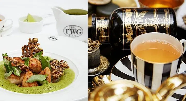 Peanut Chicken and Green Curry and Grand Golden Yin Zhen tea, TWG Tea 