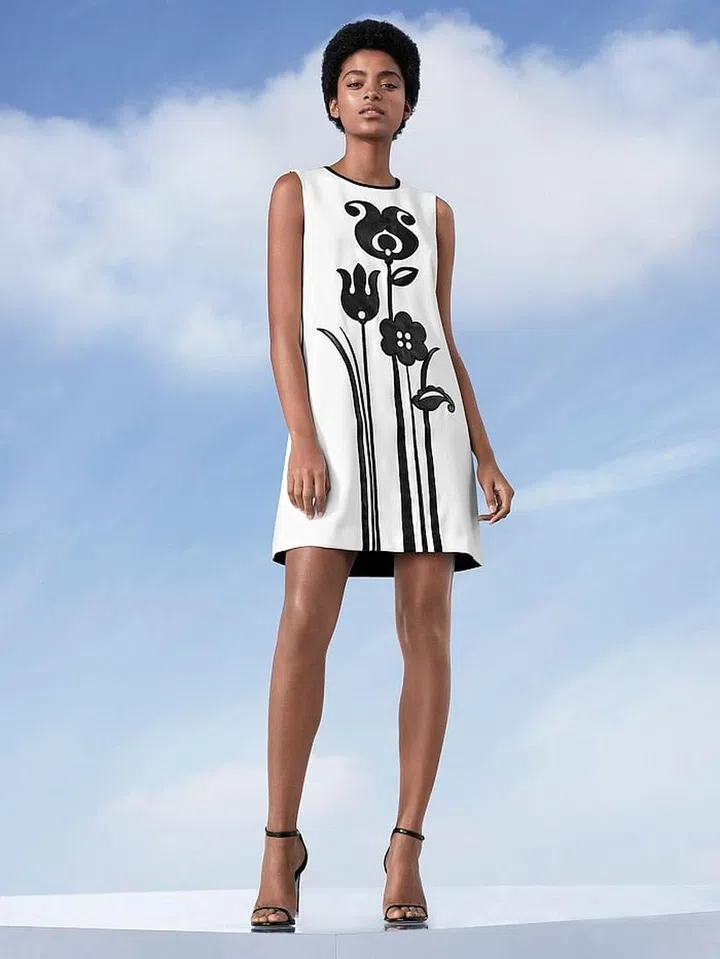 Black and White Mod Shift Tulip Appliqué Dress, $40. Photo: Target 