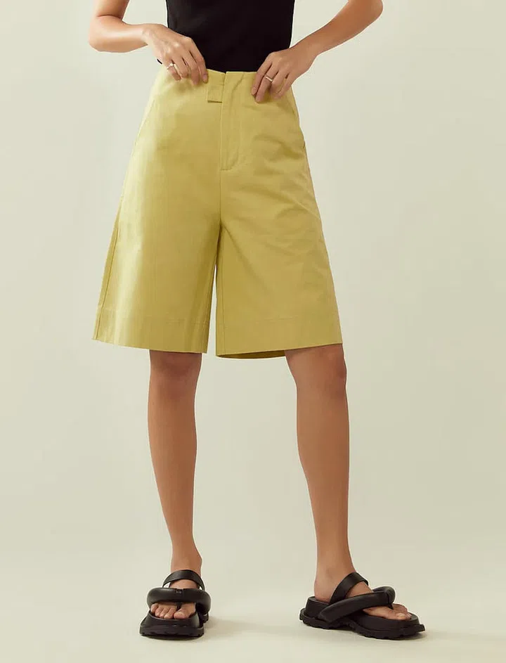 High-Waisted Bermuda Shorts (Pear), $129, Rye