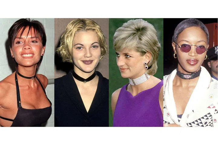 Day or night, dressed up or dress down, the '90s choker is back in 2016 with a vengeance. DIY the look with a black ribbon or piece of lace or shop a jewelry version for something more on Princess Di's level. Photo: Getty