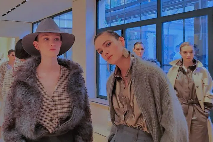 Models at Brunello Cucinelli presentation.