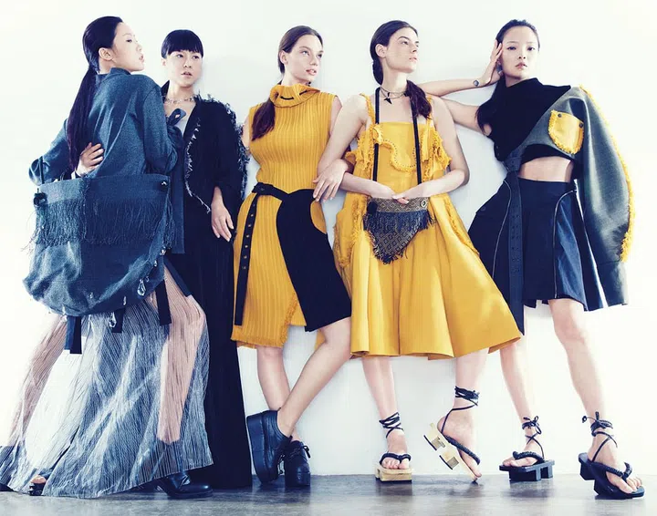 Tan’s androgynous designs were informed by Japanese martial arts and samurai costumes—an empowering ode to the brave warrior that lives within every woman. Clothes; accessories, Junn Tan