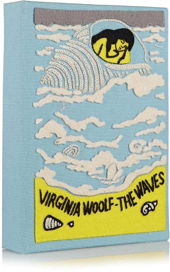 The Waves Embroidered Canvas Clutch