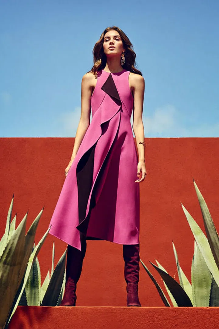 BEAUTY BAZAAR Clarins Extra-Firming Body Cream helps firm skin for sleeveless looks ($65).
Boss dress, $1,495, hugoboss.com; Dior earrings, price upon request, 800-929-DIOR; Jennifer Zeuner Jewelry bangle, $242, jenniferzeuner.com; Delfina Delettrez rings, $911-$1,117, farfetch.com; Gianvito Rossi boots, $1,995, 646-869-0201. 
Photo: Daniel Riera