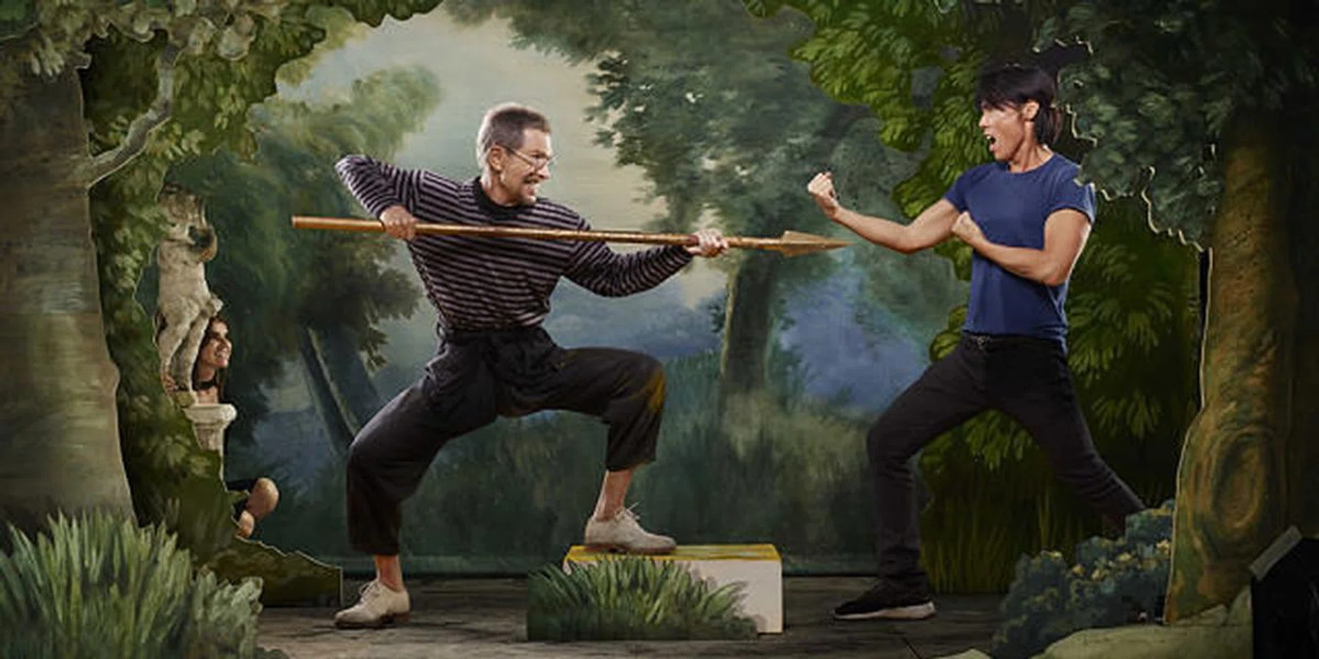 Jean-Paul Goude on the set of the BAZAAR Icons shoot with Carine Roitfeld and Stephen Gan.