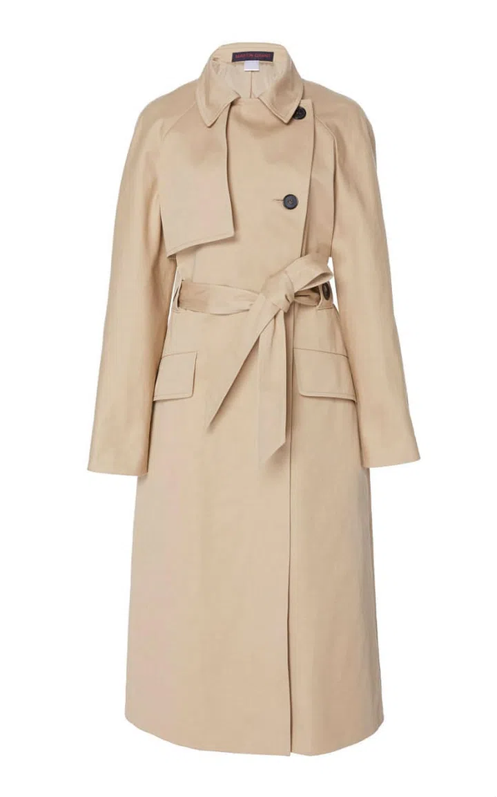 Martin Grant neutral classic cotton straight-cut trench coat