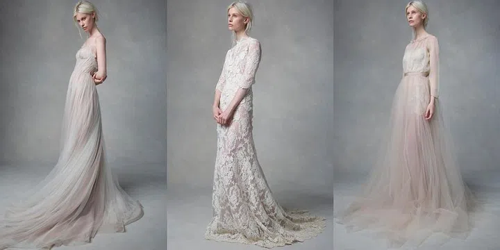 Ever dream of having a celebrity seamstress work her magic on the gown you'll wear down the aisle? Asked and answered. Samuelle designer and founder Sam Walls has created a truly bespoke Brooklyn-based line where every order is handmade to the client's most-detailed measurements, unlike most brands which are made-to-order but certainly not made-to-measure–despite what most salons will allow you to believe. Sam has experience tailoring in the ateliers of fashion's bests, creating gowns worn on the red carpet and in some of history's most memorable fashion photos. Her personal aesthetic is undeniably ethereal, with custom-dyed fabrics (don't be surprised if your champagne tulle gown has an aubergine lining hidden beneath its layers for depth in tone), hand-cut appliqués and draping.