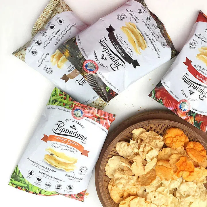 Poppadoms Mix, $43 for 30 packs (50g each), Uncle Saba’s