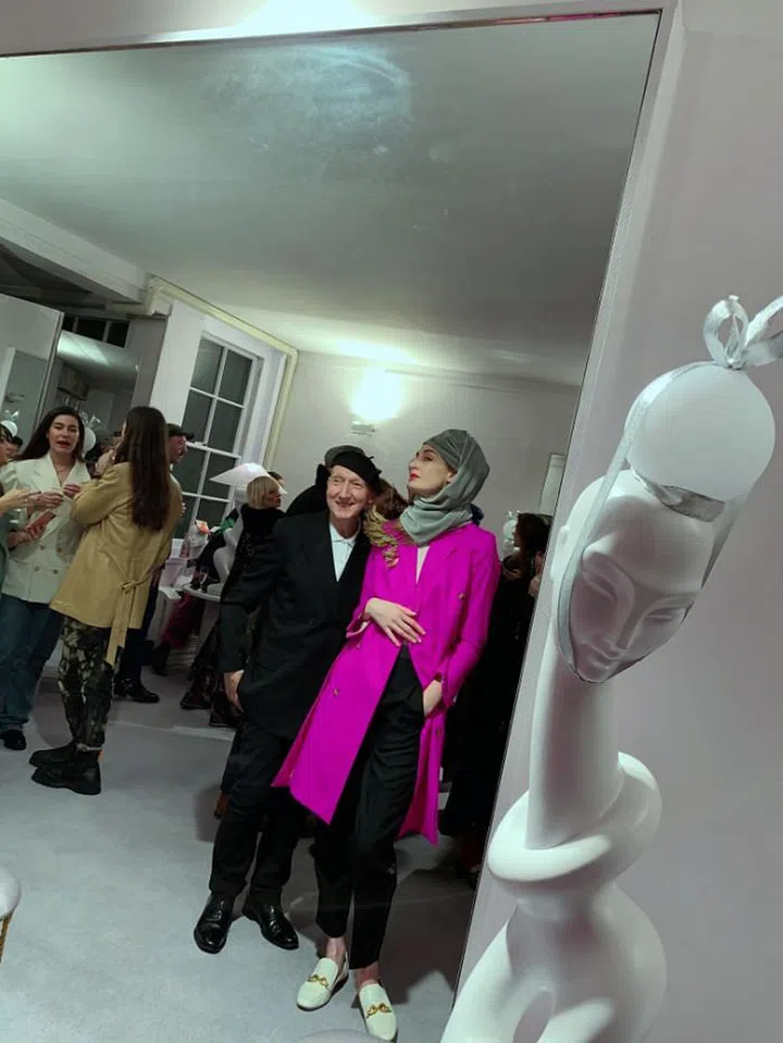 Model Erin O'Connor was among the guests at Stephen Jones' mad hatter's party.