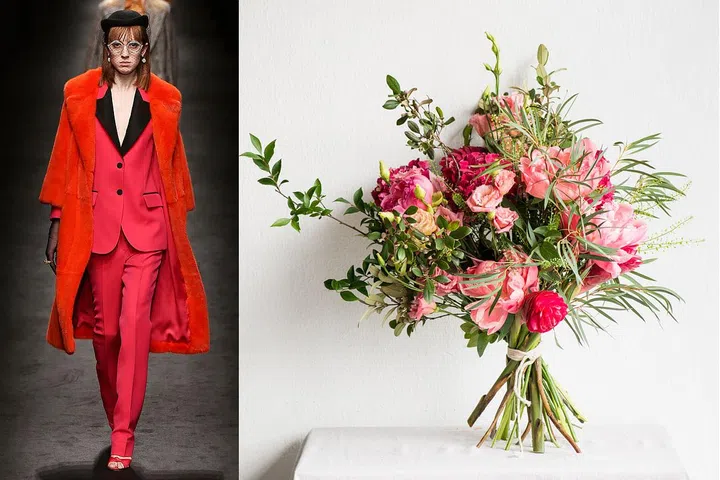 "This reminds me of warm autumnal interiors, rich velvets, and dark mahogany. These colours need the wild greens to break them down and give the flowers a textured back drop. A lot of these flowers are from Holland or New Zealand. The Peonies, like so many flowers, is truly beautiful when in season."