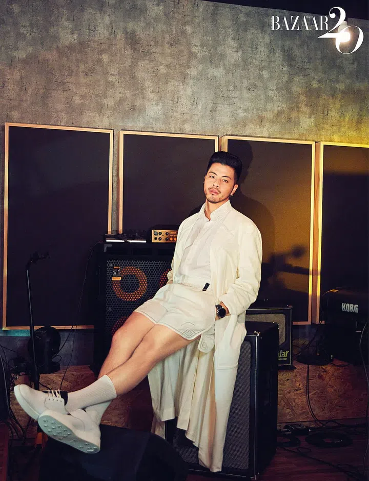 Kheng wears coat, shirt and shorts, all by Fendi; shoes, by Prada. TAG Heuer Connected watch, Kheng’s own. (Photo: Gan)