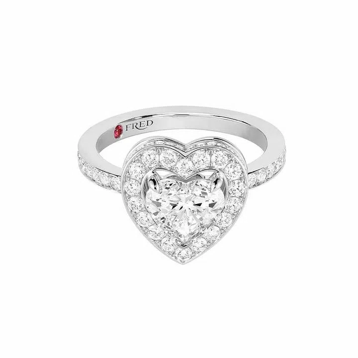 Platinum, ruby (inner band) and diamond Pretty Woman engagement ring, FRED