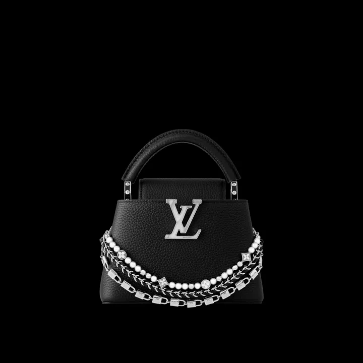 capucines mini in taurillon leather louis vuitton black bag
