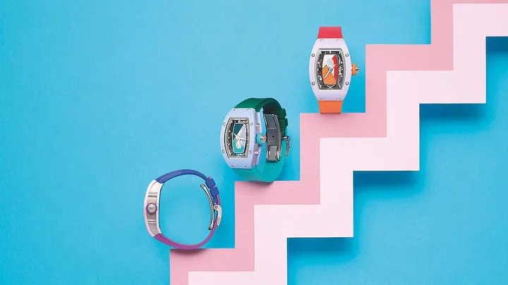 The RM 07-01 Automatic Coloured Ceramics watch comes in Pastel Blue, Pastel Pink and Pastel Lavender. (Photo: Richard Mille)