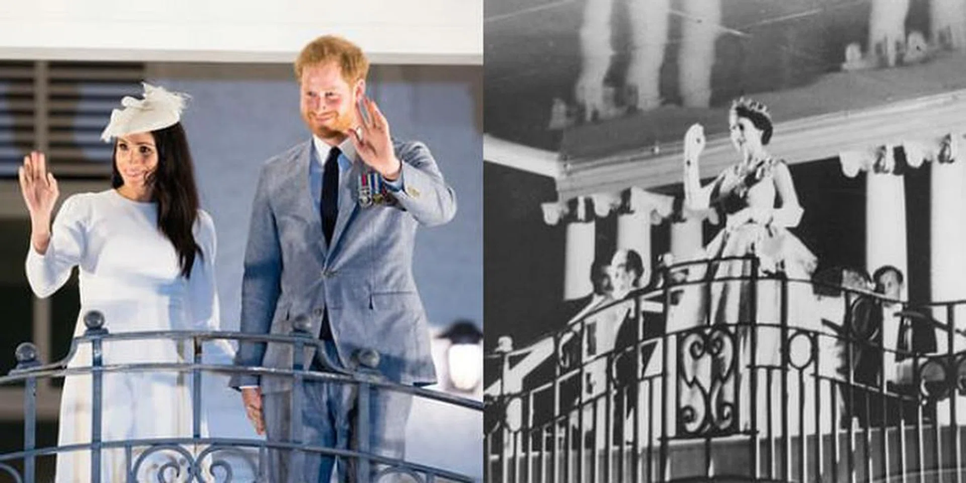Meghan Markle and Prince Harry Grand Pacific Hotel balcony