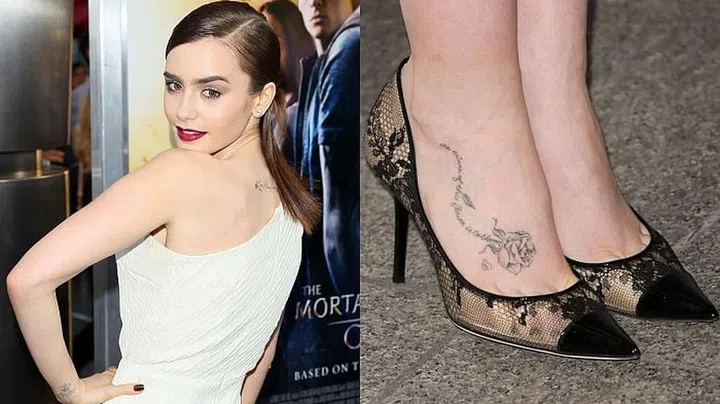 Collins has "Love Always and Forever" inked at the base of her neck, a rose and the words, "the nature of this flower is to bloom," on her right foot, and the British crown with angel wings on her left wrist.