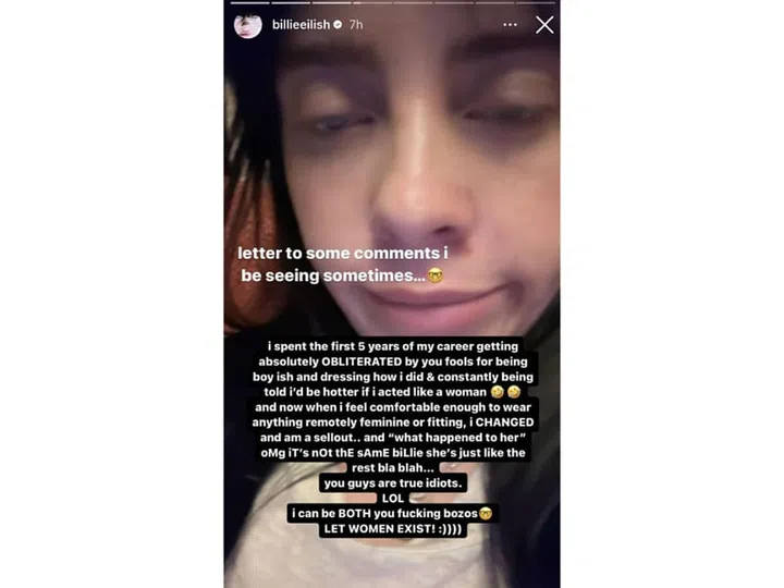Billie Eilish Calls Out ‘Women Hating Weirdos' Accusing Her Of ‘Selling Out’ By Dressing Feminine