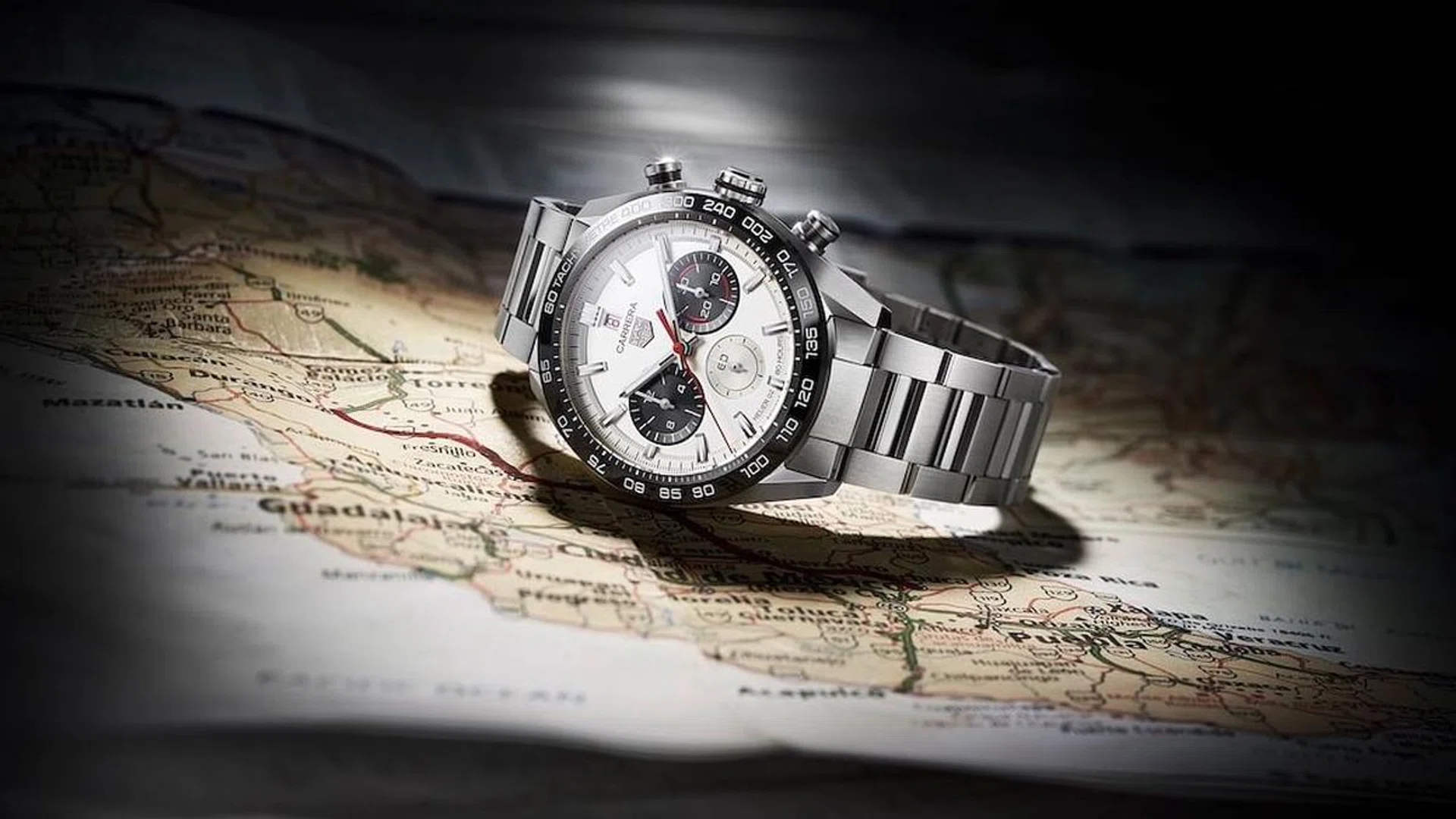 Steel and ceramic TAG Heuer Carrera Sport Chronograph 160 Years Special Edition watch, $8,500, TAG Heuer 