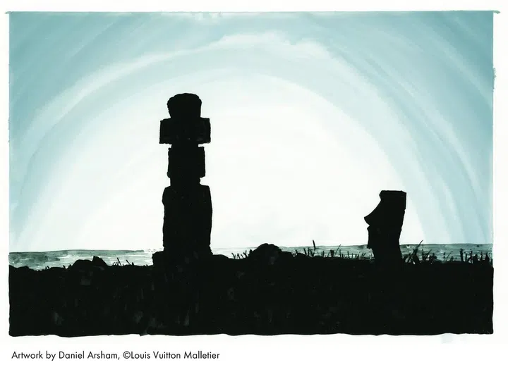Louis Vuitton Travel Book - Easter Island, illustre par Daniel Arsham 2013 : Ahu Ko Te Riku a Ahu Tahai.