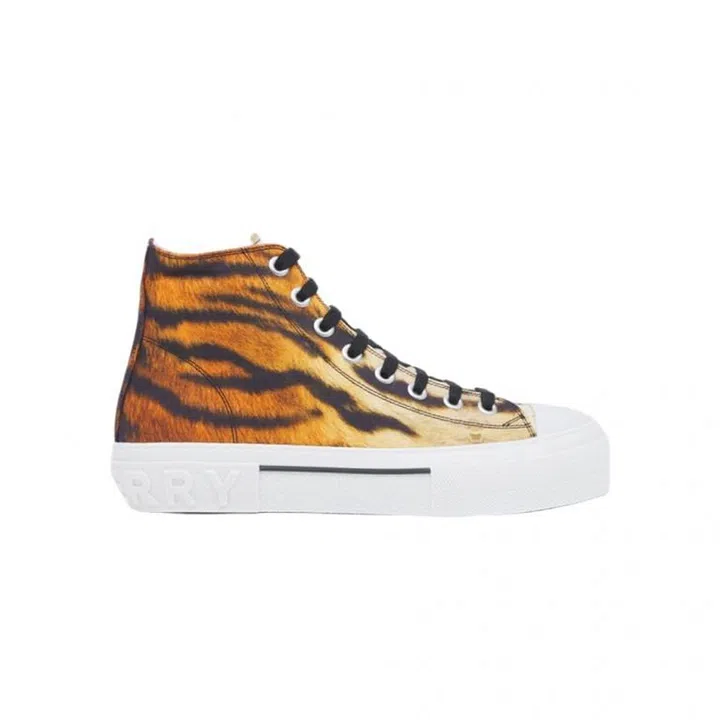 Tiger Print Cotton High-top Sneakers, $1,000, Burberry