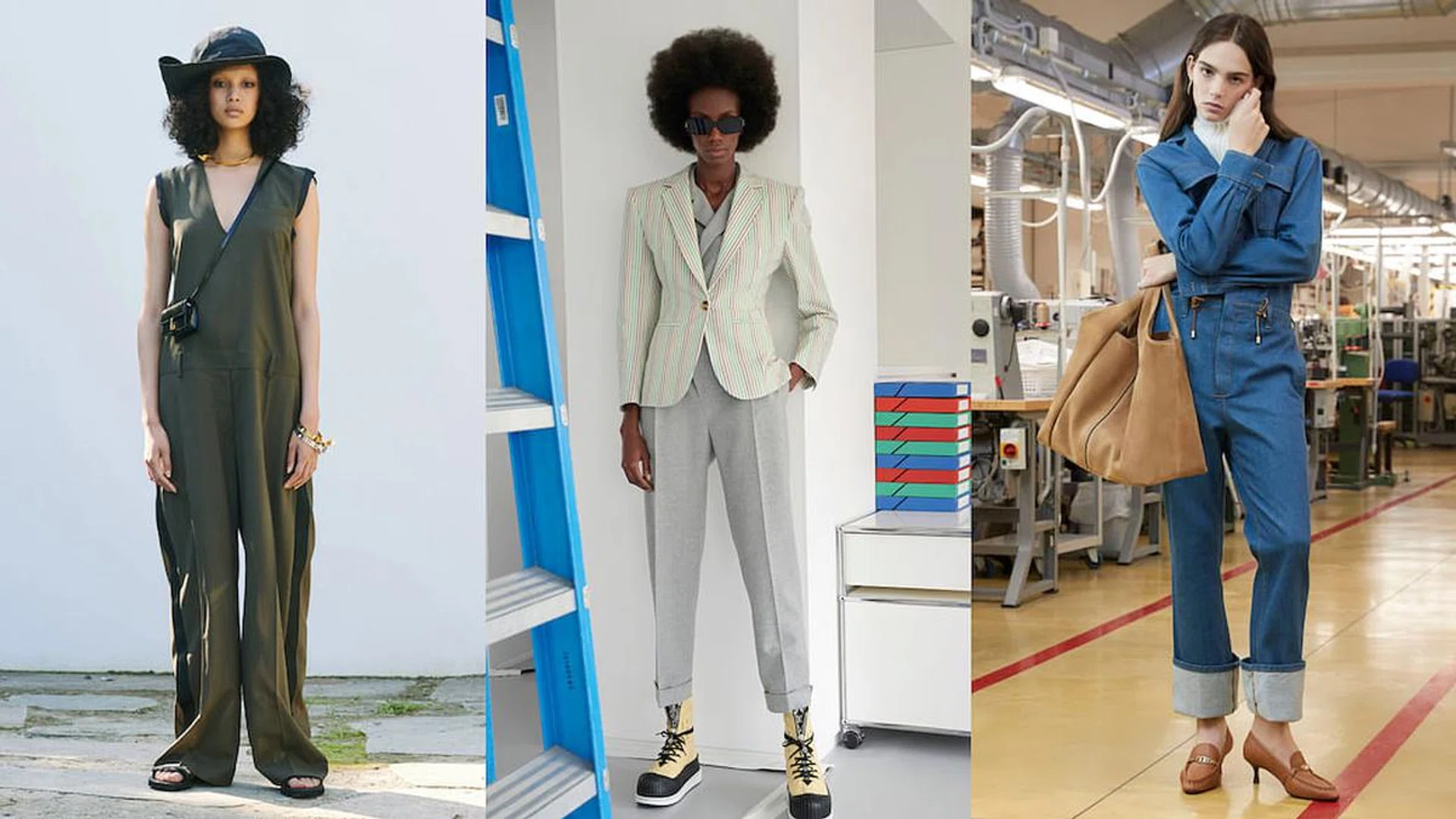 From left: Sacai cruise 2021, Louis Vuitton cruise 2021 and Tod's cruise 2021