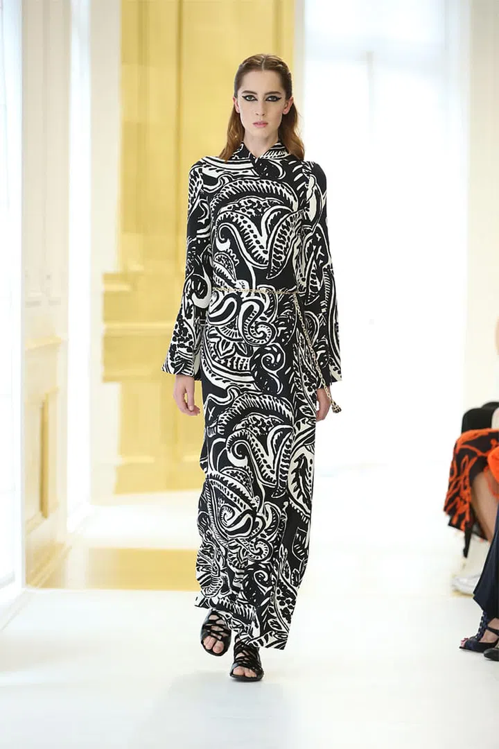 Black and white printed silk crêpe dress. Photo: Dior