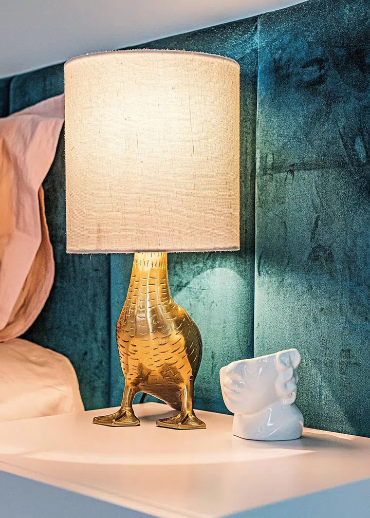 A quirky lamp in her bedroom.