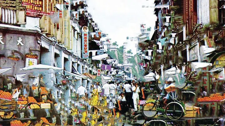 The bustling streets of vintage Singapore