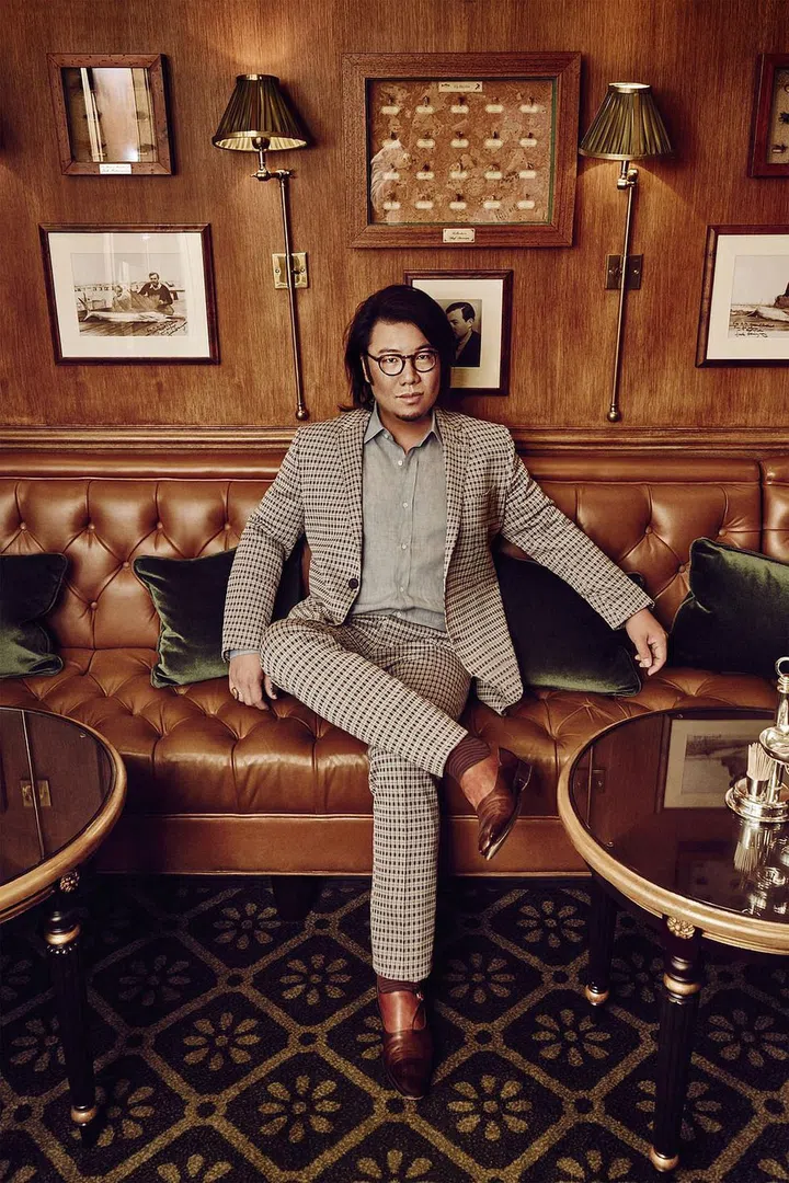 Kevin Kwan in Fendi jacket and pants.
Photo: Matthiew Salvaing