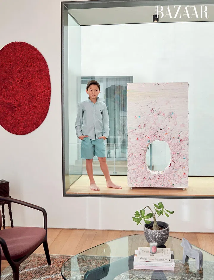 As tall as Dr Toh's son Sean, Jane Lee's artwork blurs the line between painting and sculpture.