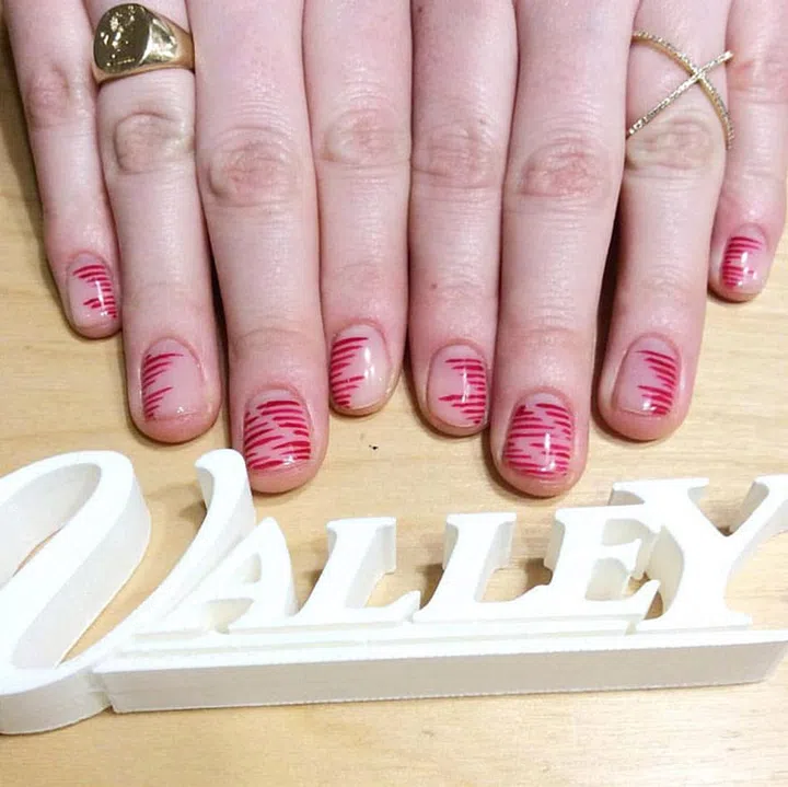 Crimson stripes over a clear base is about as understated as you get with red. @valleynyc