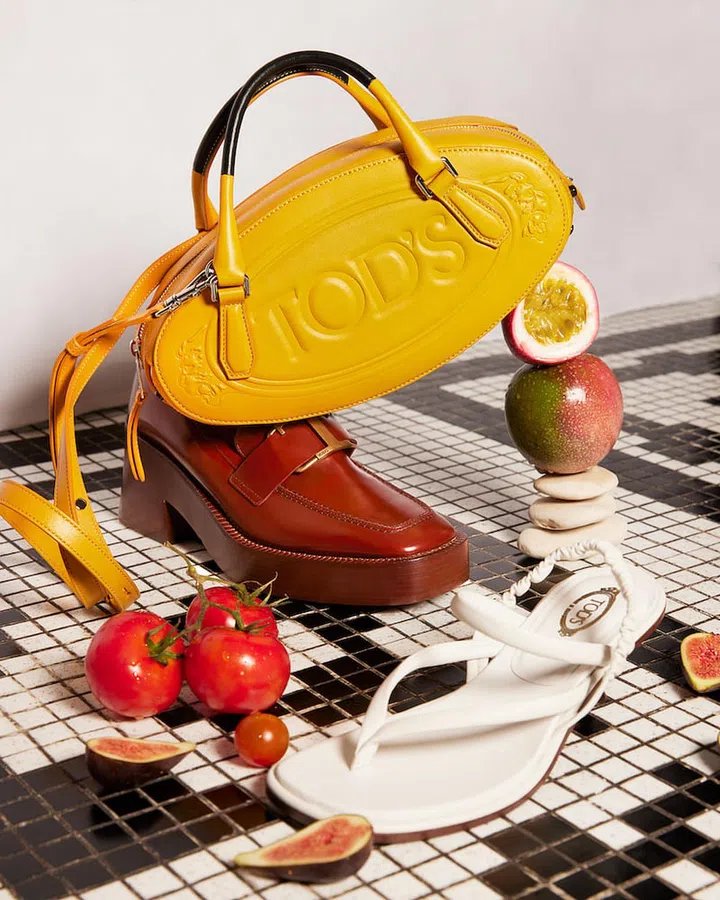 From top: Tod’s Bow Bag, Tod’s T Timeless Loafer, and Tod’s Sandal. (Photo:  Natsuko Teruya)



