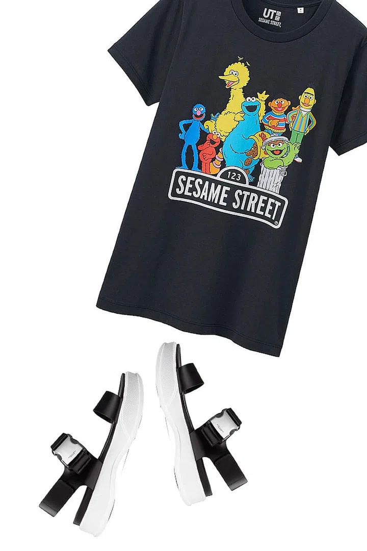 T shirt, Urban Outfitters. Sandal, Michael Kors.