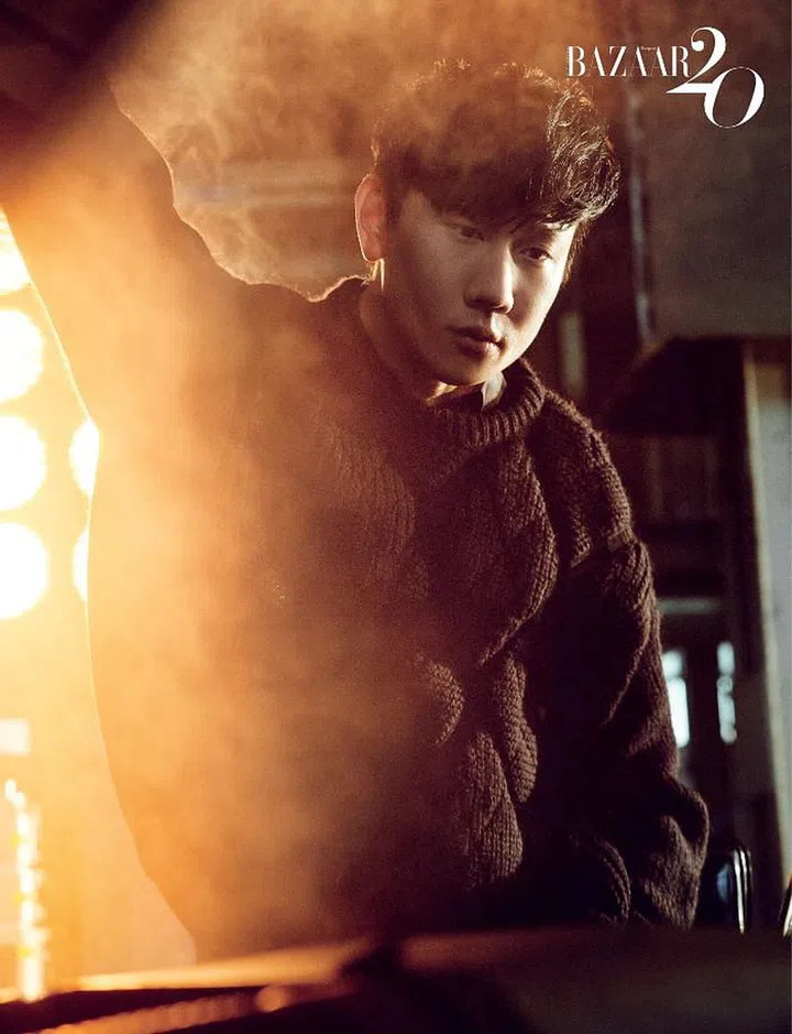 Knit sweater, Valentino. Silk shirt, Saint Laurent.