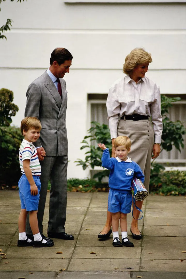 Prince Harry waves on his first day of school! The royal was accompanied by his parents and big brother as he arrived at Mrs. Mynors's Nursery School in London.
Photo: Getty 
